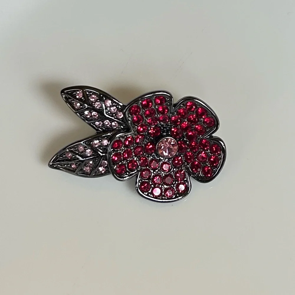 Givenchy Pavé Flower Crystal Brooch Y2K Jewelry